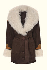 Marionette Brown Floral Applique Belted Coat