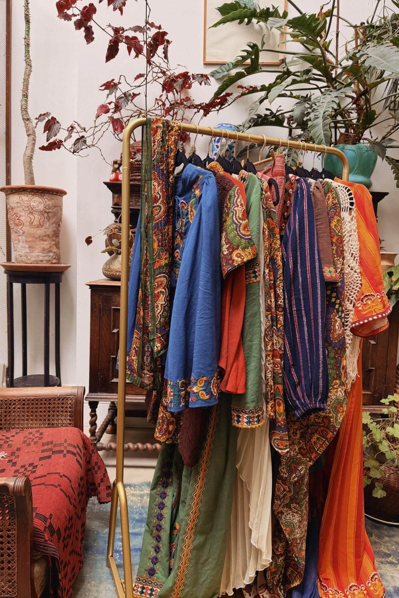 Hanging rail of clothing by The Hippie Shake for the Magic Caroet Ride collection
