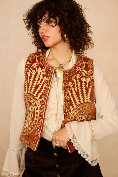Tangerine Dream Orange Velvet Vest - The Hippie Shake