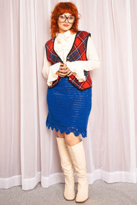 Vintage 1970s Plaid Waistcoat