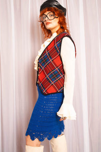 Vintage 1970s Plaid Waistcoat