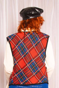 Vintage 1970s Plaid Waistcoat