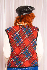 Vintage 1970s Plaid Waistcoat