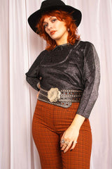 Vintage 1970s Charcoal Lurex Top