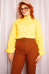 Vintage 1970s Yellow Dagger Collar Shirt
