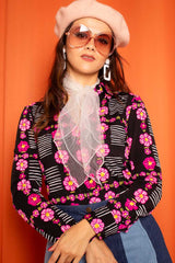 Vintage 1970s Long Sleeve Floral Blouse