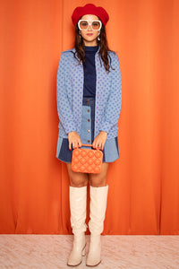 Vintage 1970s Blue Patterned Overshirt