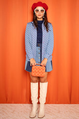 Vintage 1970s Blue Patterned Overshirt
