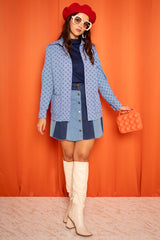 Vintage 1970s Blue Patterned Overshirt