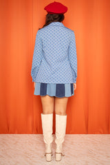 Vintage 1970s Blue Patterned Overshirt