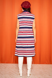 Vintage 1970s Striped Sleeveless Midi Dress