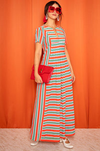 Vintage 1970s Striped Maxi Dress