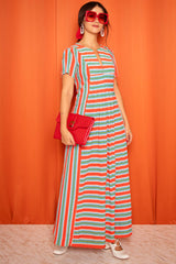 Vintage 1970s Striped Maxi Dress