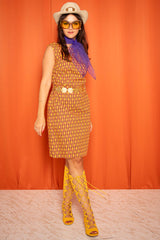 Vintage 1970s Patterned Sleeveless Mini Dress