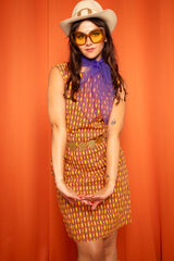 Vintage 1970s Patterned Sleeveless Mini Dress