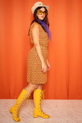 Vintage 1970s Patterned Sleeveless Mini Dress