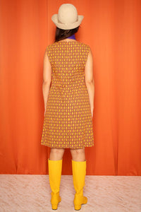 Vintage 1970s Patterned Sleeveless Mini Dress