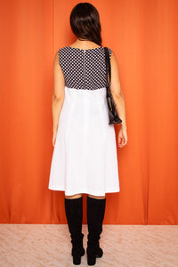 Vintage 1970s Black and White Sleeveless Mini Dress