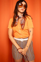 Vintage 1970s Short Sleeve Orange Shirt