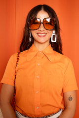 Vintage 1970s Short Sleeve Orange Shirt