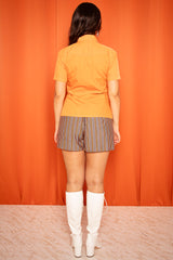 Vintage 1970s Short Sleeve Orange Shirt