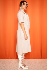 Vintage 1970s Striped Button Through Midi Dress