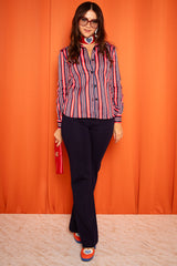 Vintage 1970s Navy Wool Wide Leg Trousers