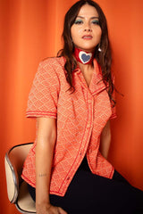 Vintage 1970s Red Short Sleeve Overshirt