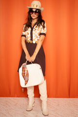 Vintage 1970s Brown and Orange Mini Dress