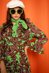 Vintage 1960s Floral Ruffle Midi Dress