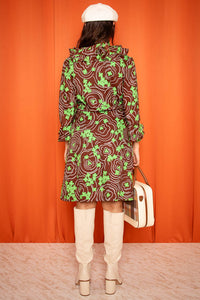 Vintage 1960s Floral Ruffle Midi Dress
