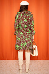 Vintage 1960s Floral Ruffle Midi Dress