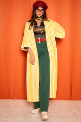 Vintage 1970s Yellow Striped Maxi Duster
