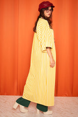 Vintage 1970s Yellow Striped Maxi Duster