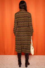 Vintage 1970s Chevron Stripe Midi Dress