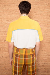 Vintage 1970s Mens Yellow and White Terrycloth Shirt