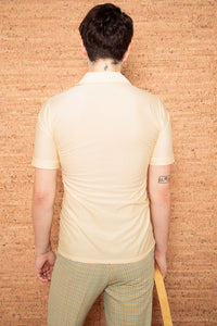 Vintage 1970s Mens Cream Short Sleeve Shirt
