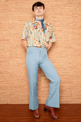 Vintage 1970s Mens Blue Flared Trousers