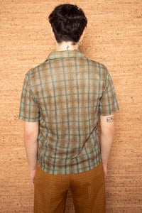 Vintage 1970s Mens Green Check Shirt