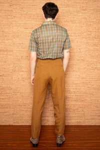 Vintage 1970s Mens Brown Check Trousers