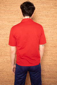 Vintage 1970s Mens Red Short Sleeve Zip Shirt