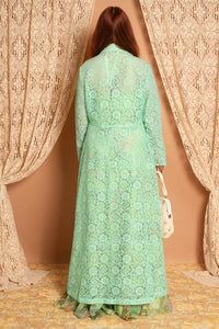 Vintage 1970s Turquoise Lace Maxi Gown
