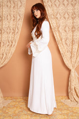 Vintage 1970s White Bridal Wedding Maxi Dress