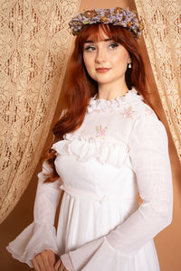 Vintage 1970s White Maxi Bridal Wedding Dress