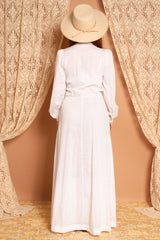 Vintage 1970s White Western Maxi Bridal Wedding Gown