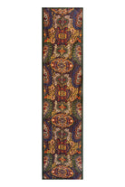 Tapestry print head scarf in sheer gold-shimmer lurex viscose, full length, by The Hippie Shake