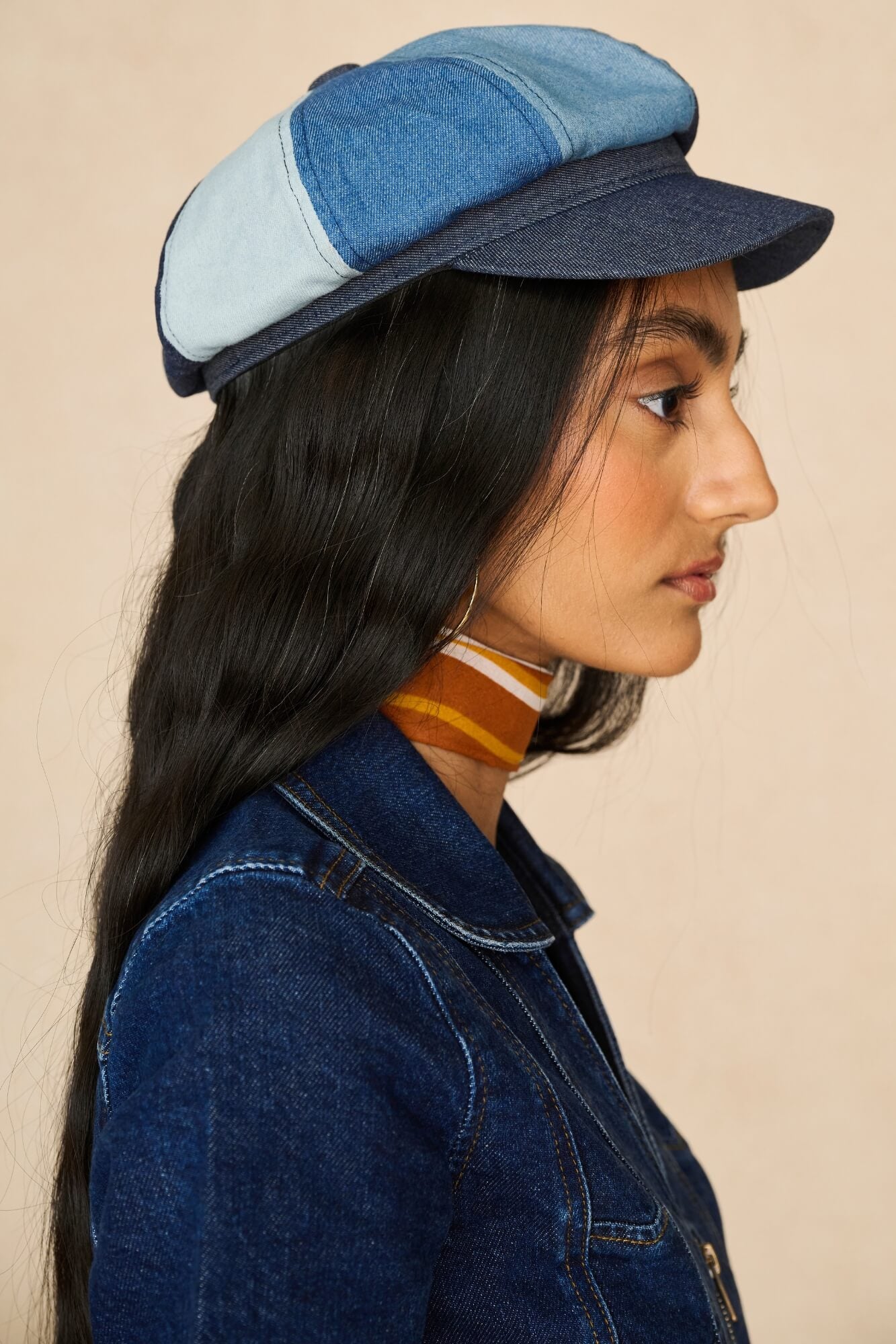Denim Collection featuring denim baker hat by The Hippie Shake - side view