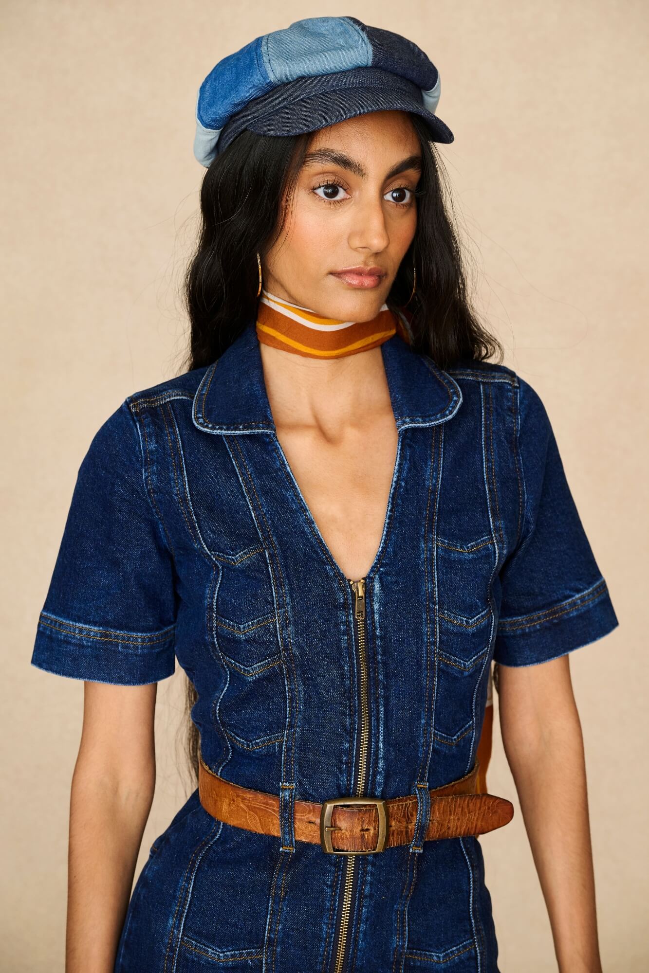 Denim Collection featuring denim baker hat by The Hippie Shake - front view