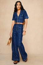 Denim Collection featuring 70s denim jumpsuit by The Hippie Shake - front view