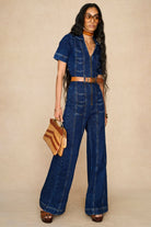 Denim Collection featuring 70s denim jumpsuit by The Hippie Shake - side view